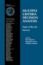 Cover of: Multiple Criteria Decision Analysis:State of the Art Surveys (International Series in Operations Research & Management Science)