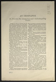 Cover of: An ordinance to provide for assessing and collecting city taxes