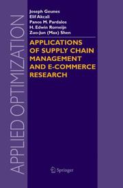 Cover of: Applications of supply chain management and e-commerce research by edited by Joseph Geunes ... [et al.].