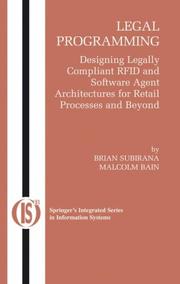 Cover of: Legal Programming by Brian Subirana, Malcolm Bain