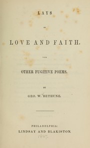 Cover of: Lays of love and faith: with other fugitive poems