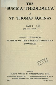 Cover of: The "Summa theologica" of St. Thomas Aquinas