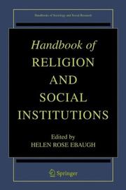 Cover of: Handbook of religion and social institutions by edited by Helen Rose Ebaugh.