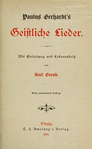 Cover of: Paulus Gerhardt's geistliche Lieder