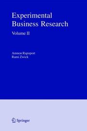 Cover of: Experimental Business Research: Volume II: Economic and Managerial Perspectives