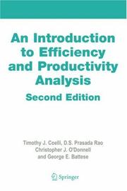Cover of: An Introduction to Efficiency and Productivity Analysis, 2nd Edition