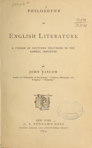 Cover of: Philosophy of English literature: a course of lectures delivered in the Lowell Institute.