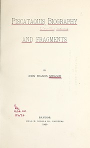 Cover of: Piscataquis biography and fragments