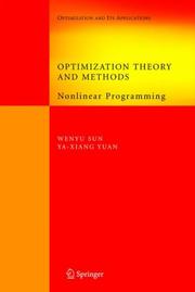 Cover of: Optimization theory and methods: nonlinear programming