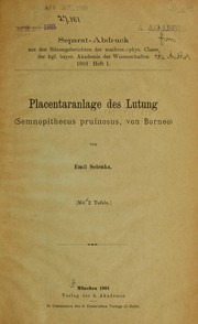 Cover of: Placentaranlage des Lutung (Semnopithecus pruinosus von Borneo)
