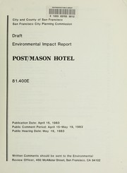 Cover of: Post/Mason Hotel by City and County of San Francisco, San Francisco City Planning Commission.
