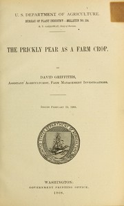 Cover of: The prickly pear as a farm crop