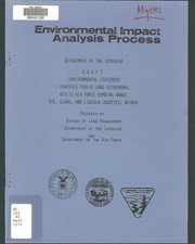Cover of: Proposed public land withdrawal: Nellis Air Force bombing range, Nye, Clark, and Lincoln counties, Nevada : draft environmental statement