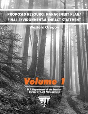 Proposed resource management plan/final environmental impact statement for the resource management plans for Western Oregon by United States. Bureau of Land Management. Oregon State Office