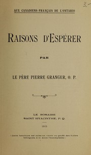 Cover of: Raisons d'espérer