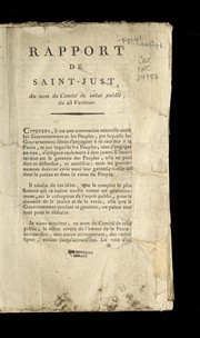 Cover of: Rapport de Saint-Just, au nom du Comité de salut public du 23 ventose