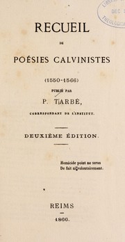 Cover of: Recueil de poésies calvinistes (1550-1566)