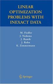 Cover of: Linear Optimization Problems with Inexact Data