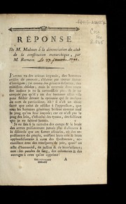 Cover of: Re ponse de M. Malouet a   la de nonciation du Club de la constitution monarchique, par M. Barnave