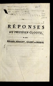 Cover of: Re ponses au Prussien Clootz