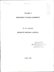Cover of: Response to public comments, environmental impact statement & environmental impact report for the proposed Mesquite Regional Landfill by United States. Bureau of Land Management. California Desert District