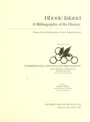 Cover of: Rhode Island, a bibliography of its history
