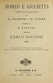 Cover of: Romeo e giulietta: opera in cinque atti di