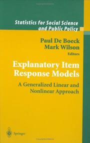 Cover of: Explanatory Item Response Models: A Generalized Linear and Nonlinear Approach (Statistics for Social and Behavioral Sciences)