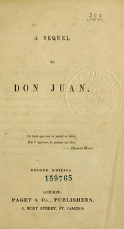 Cover of: A sequel to Don Juan...