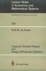 Cover of: Capacity oriented analysis and design of production systems