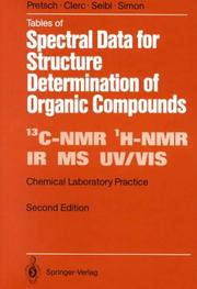 Cover of: Tables of spectral data for structure determination of organic compounds