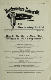 Cover of: Should we worry about the increase in world population?: a radio discussion over WGN and the Mutual Broadcasting System
