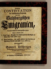 Cover of: Siebente Continuation der Ausführlichen Nachricht von den saltzburgischen Emigranten, die sich in America niedergelassen haben by Samuel Urlsperger