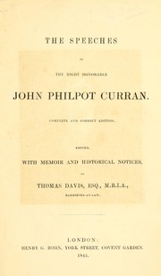 Cover of: The speeches of the Right Honorable John Philpot Curran by Curran, John Philpot