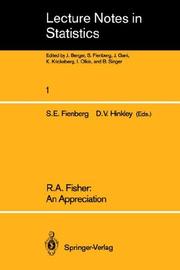 Cover of: R. A. Fisher, an appreciation by edited by S. E. Fienberg and D. V. Hinkley.
