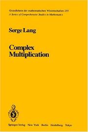 Cover of: Complex multiplication by Serge Lang