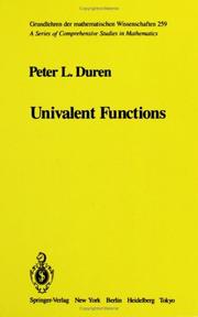 Cover of: Univalent functions by Peter L. Duren