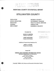 Cover of: Stillwater County: Montana county statistical report