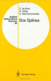 Cover of: Box splines by Carl De Boor