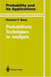 Cover of: Probabilistic techniques in analysis by Richard F. Bass