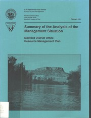 Cover of: Summary of the analysis of the management system for the Medford District by United States. Bureau of Land Management. Medford District