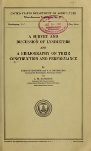 Cover of: A survey and discussion of lysimeters and a bibliography on their construction and performance