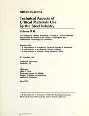 Cover of: Technical aspects of critical materials use by the steel industry by Robert Mehrabian ... [et. al].