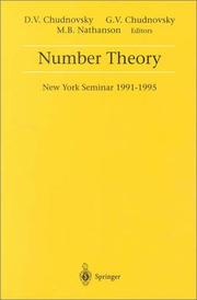 Cover of: Number Theory: New York Seminar, 1991-1995