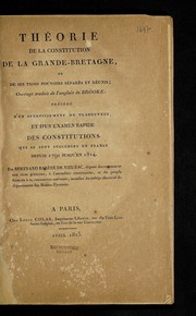 Cover of: The orie de la constitution de la Grande-Bretagne ou de ses trois pouvoirs se pare s et re unis by Thomas Henry Brooke