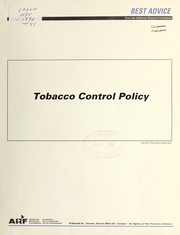 Cover of: Tobacco Control Policy
