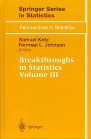 Cover of: Breakthroughs in Statistics by Samuel Kotz, Norman L. Johnson, N.L. Johnson