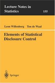 Cover of: Elements of Statistical Disclosure Control