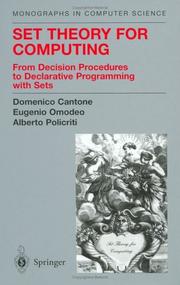 Cover of: Set Theory for Computing: From Decision Procedures to Declarative Programming with Sets (Monographs in Computer Science)