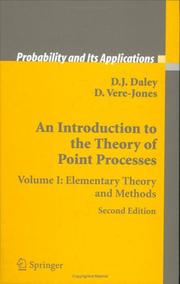 Cover of: An introduction to the theory of point processes by Daryl J. Daley